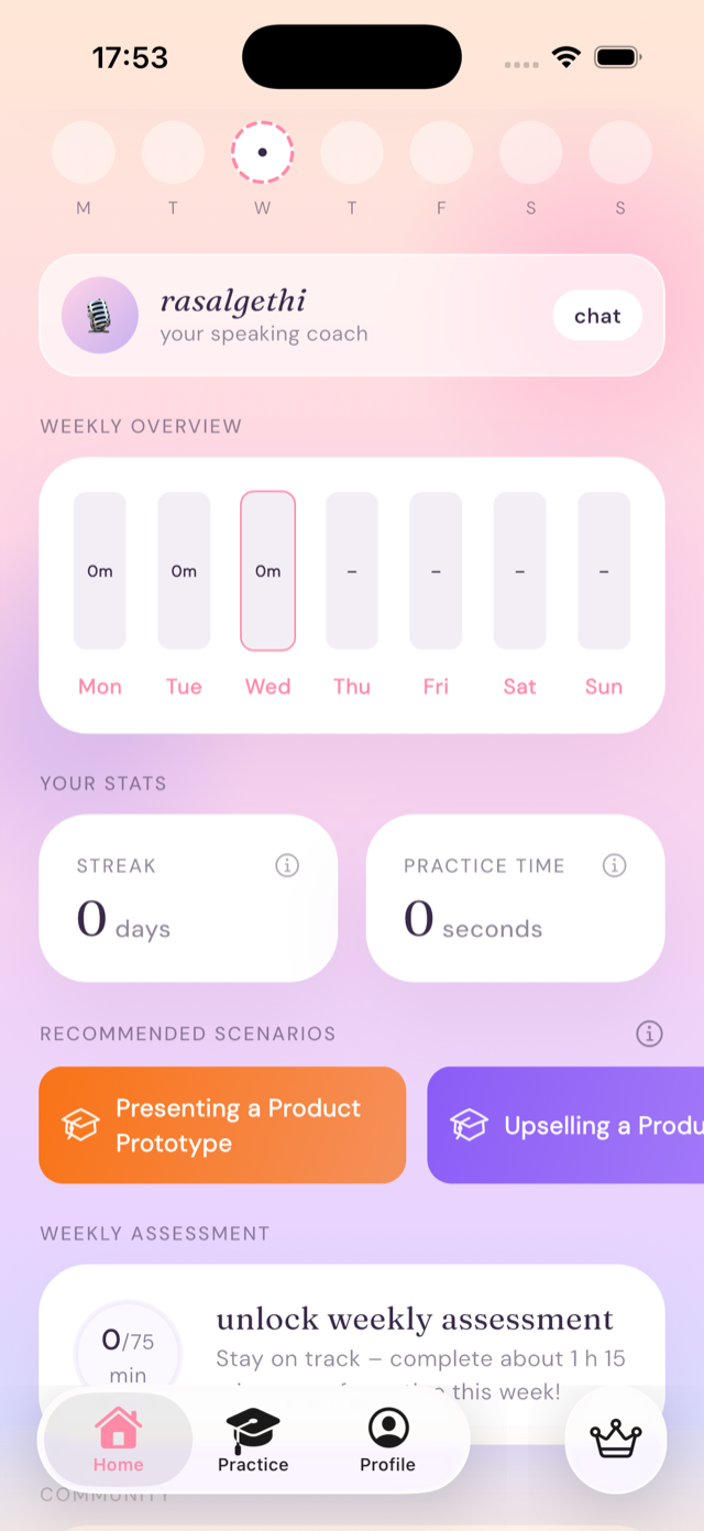 Ninecoach weekly overview with your speaking coach
